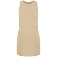 thumbnail image 6 of WIZUTIZ Womens Dresses Casual Loose Casual High Rise Mini Dress Solid Sun Dress Crew Neck Sleeveless Pleated Dress for Women's Cotton Pockets Super Soft Shopping Dress Khaki S, 6 of 6