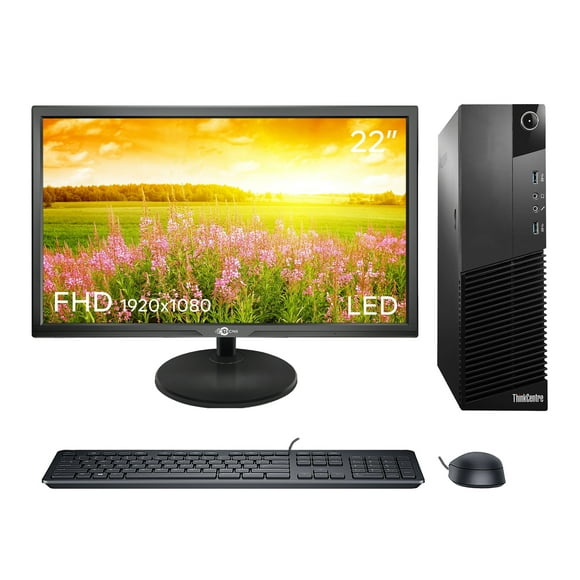 Refurbished Lenovo M93P Desktop SFF I5-4570 16GB RAM 500GB HDD with 22 Tecnii Monitor, HDMI, VGA, Keyboard & Mouse Wins 10 Pro