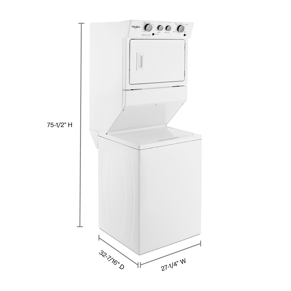 Whirlpool WGT4027HW 27 Inch Gas Stacked Laundry Center with 9 Wash Cycles