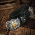 thumbnail image 5 of Wiywef Western Leather Buckle Belts Cowboy Horse Pattern Leather Buckle Belt Floral Engraved Buckle Belt for Men Women, 5 of 7