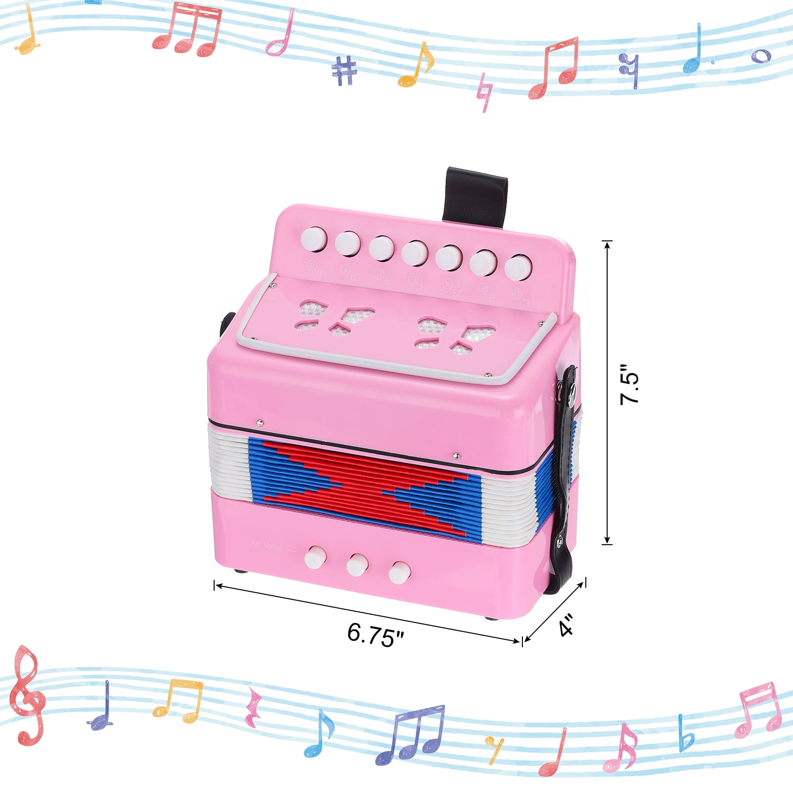 Uxcell Accordion 10 Keys Button Accordion Mini Musical Instrument Gifts for Children Beginners Educational, Pink