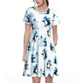 thumbnail image 1 of Balery Penguin Winter Fun Vestidos sueltos de manga corta para mujer, vestidos de verano 2025, vestidos casuales de corte A con vuelo., 1 of 6