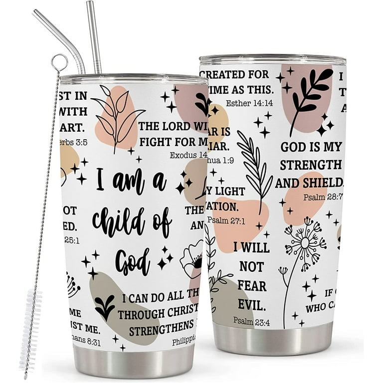 Christian Gifts for Women - Stainless Steel I Am a Child of God Tumbler Cup  20oz - Christian Faith Jesus God Bible Verse Religious Gifts