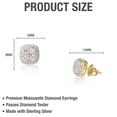 thumbnail image 2 of Moissanite Solitaire Stud Earrings – 925 Sterling Silver, Screw Back, Diamond Tester Approved, Luxury Gift Box Included - 2.31CT - 9mm Square Gold, 2 of 6