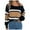 Khaki, variant on Cute Sweater Women Stripe Color Block Long Sleeve Metal Buckle Off Shoulder Knitted Warm Sweaters