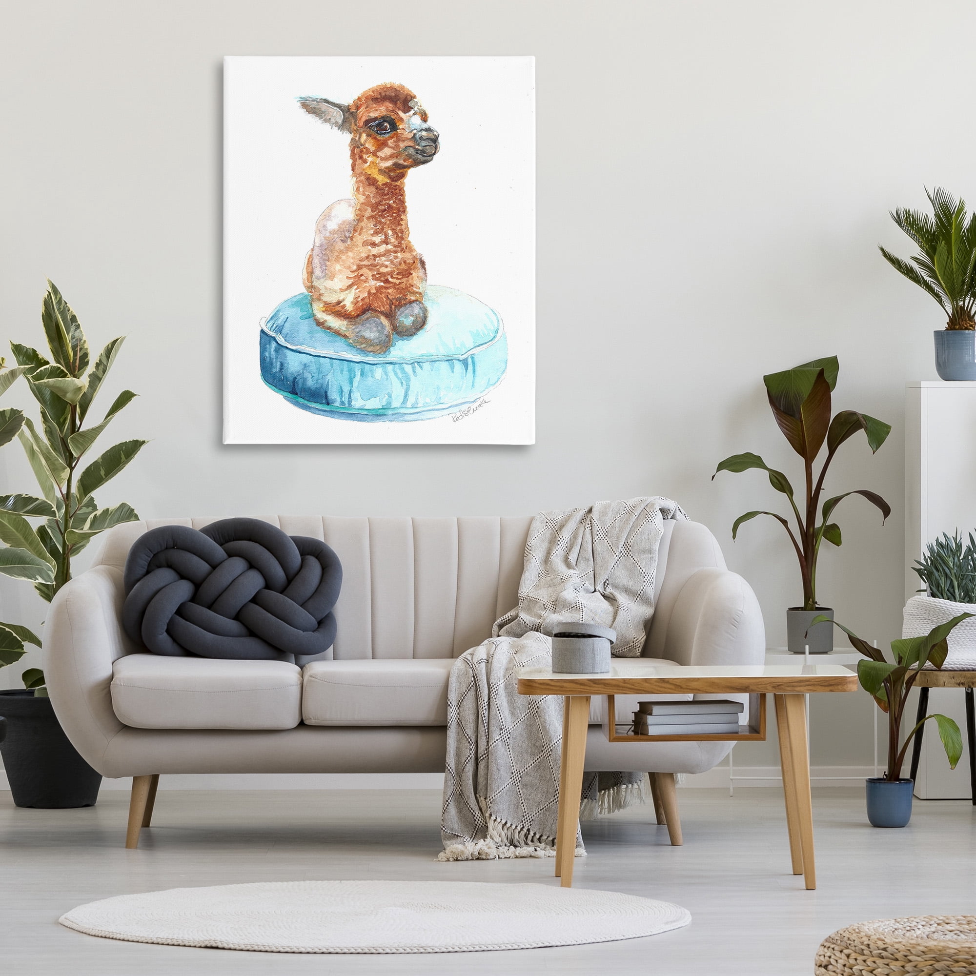 Stupell Industries Baby Goat on Pillow Animals & Insects Painting Gallery Wrapped Canvas Art Print Wall Art, 36 x 48