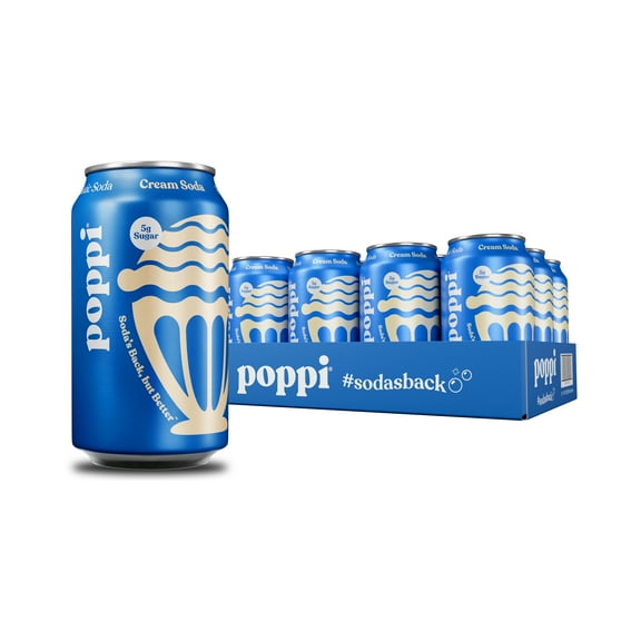 Poppi Prebiotic Soda, Cream Soda, 12 Pack, 12 oz