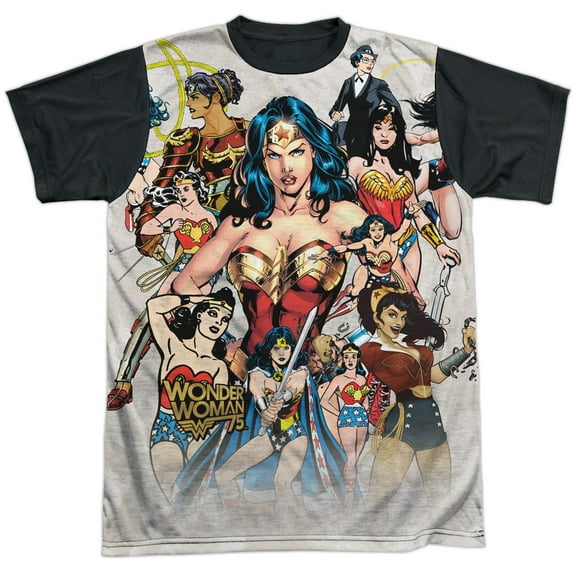 Wonder Woman 75Th Collage Unisex Adult Halloween Costume Sublimated T Shirt