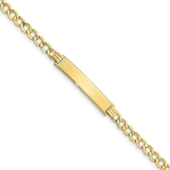 Auriga Fine Jewelry 10K Yellow Gold Semi-Solid Curb Link Id Bracelet 7" for Women