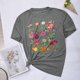thumbnail image 5 of Blusas de Verano de las Mujeres Flor Impresa Cuello Redondo Manga Corta Superior, Verano Superior de las Mujeres, 5 of 8