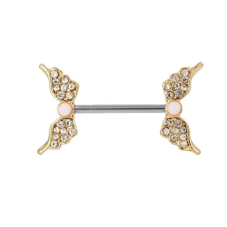Angel Wings Nipple Bar Ring Barbell Stainless Steel Shield Body Piercing Jewelry for Men &