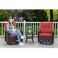 thumbnail image 2 of Kullavik 3 Pieces Patio Swivel Rocker Wicker Chairs-Outdoor Swivel Rocking Chairs with 1 Rattan Coffee Table&2 Grey Thickened Cushions Outdoor Furniture Conversation Sets for Patio Garden - Red, 2 of 9