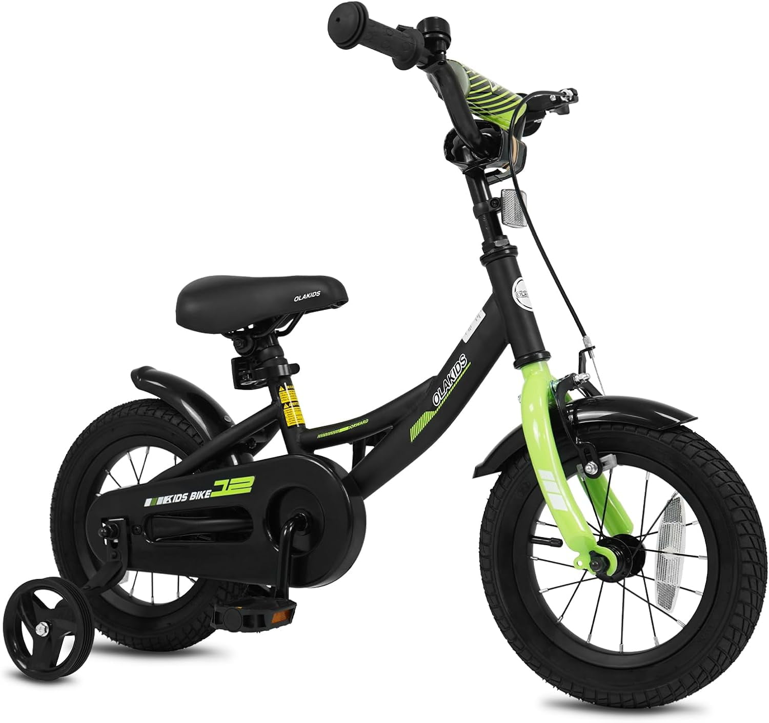 OLAKIDS Kids Bike, 12 14 16 18 Inch BMX Style Toddlers Bike with Training Wheels Adjustable Seat Handlebar Coaster Brake Handbrake Safety Bell, Children's Bicycle for Boys Girls
