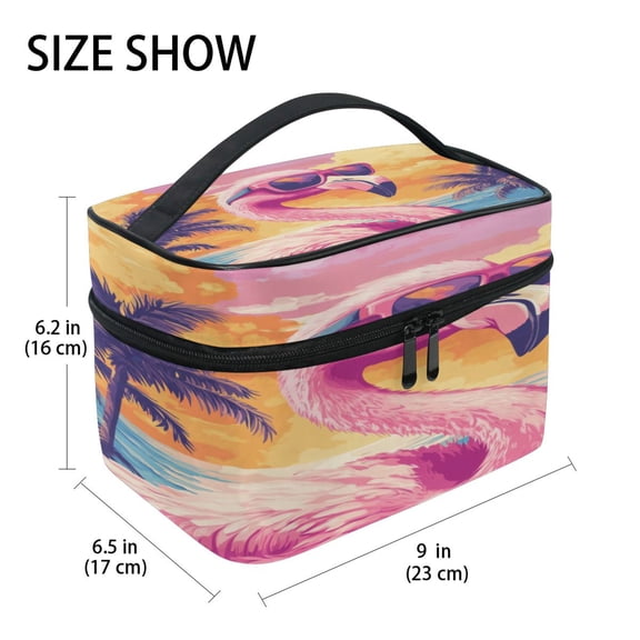 DIXRUYEE Train Case Cosmetics Organizer Fashion Tropical Glam Printed Size: 9x6.2x6.5 in
