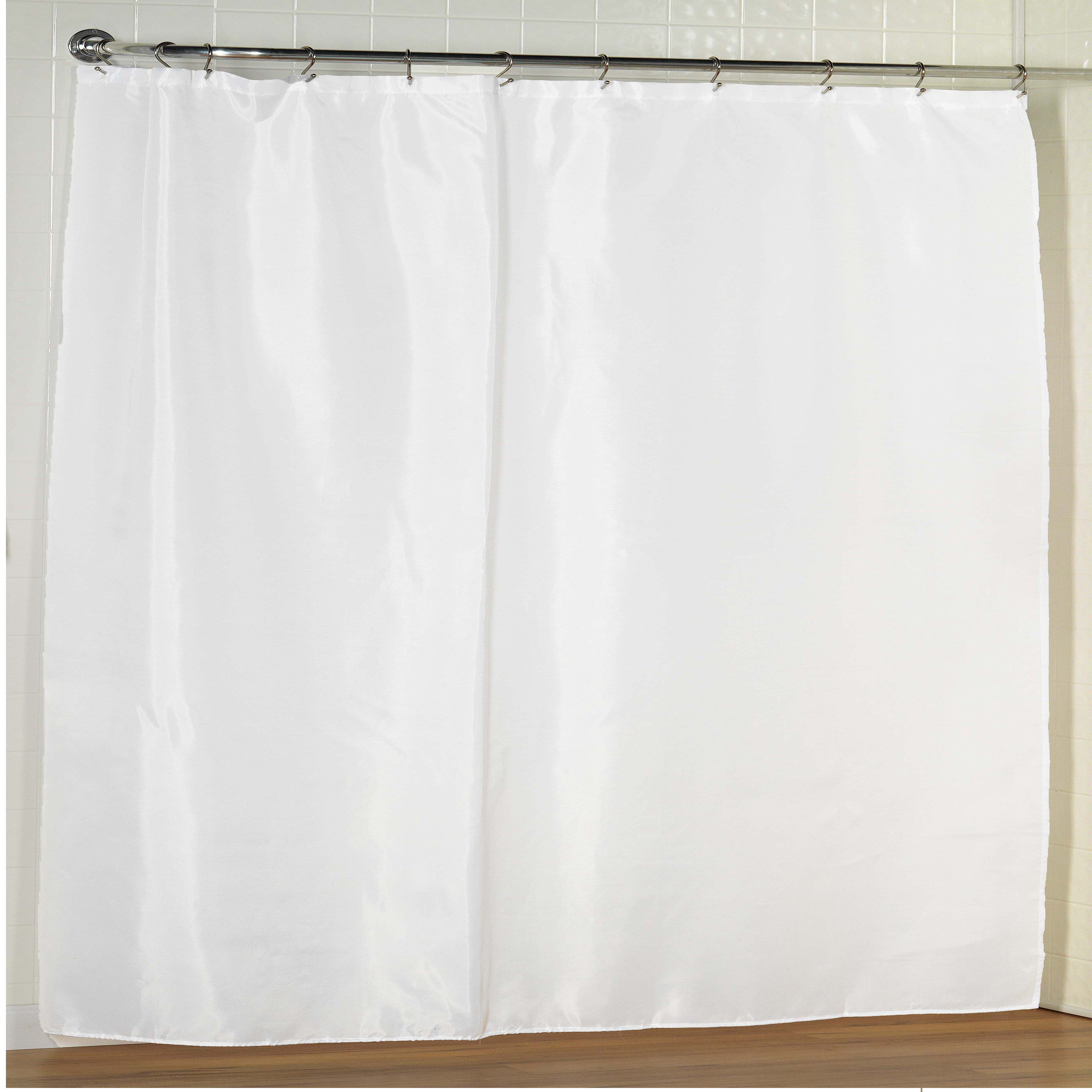 White Extra Wide Fabric Shower Curtain, How Wide Does A Shower Curtain Need To Be