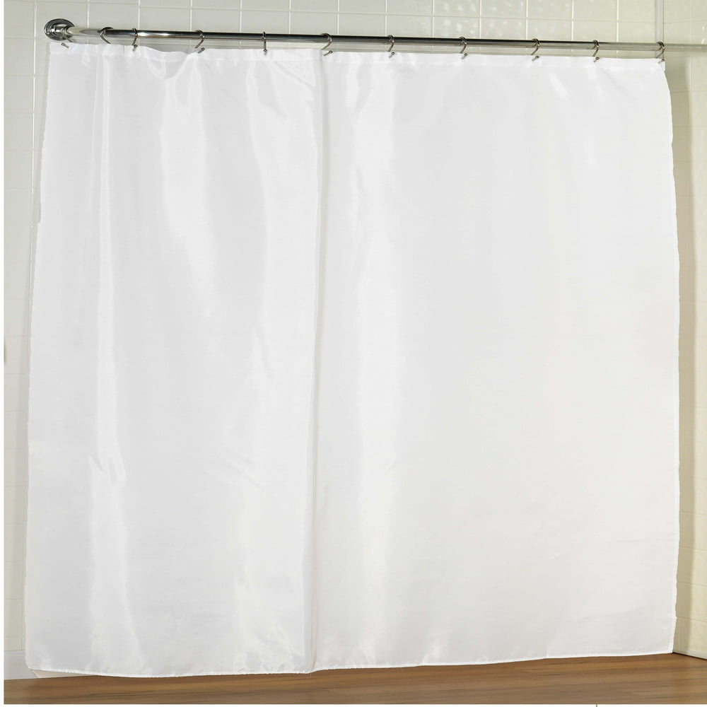 White Extra Wide Fabric Shower Curtain Weighted Hem, Water Resistant