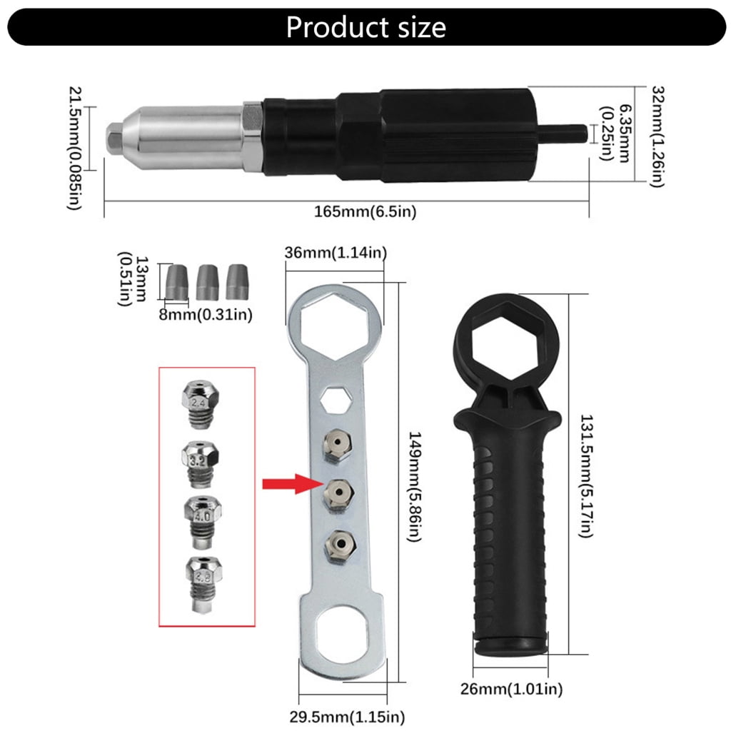 Zorvai Riveting Drill Adapter Riveter Insert Nut Tools Electric Riveting Machine Tool