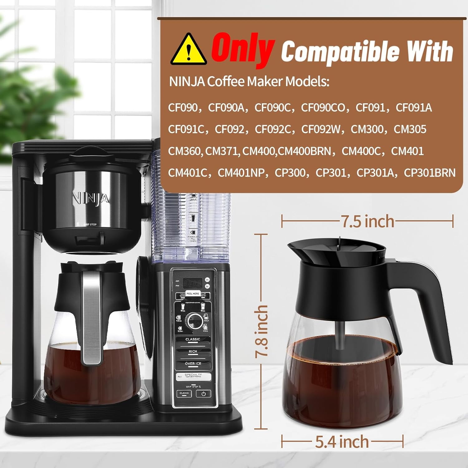 DEMEDO 12 Cup Coffee Pot Replacement for Ninja CFP101 CFP201 + more -  Walmart.com