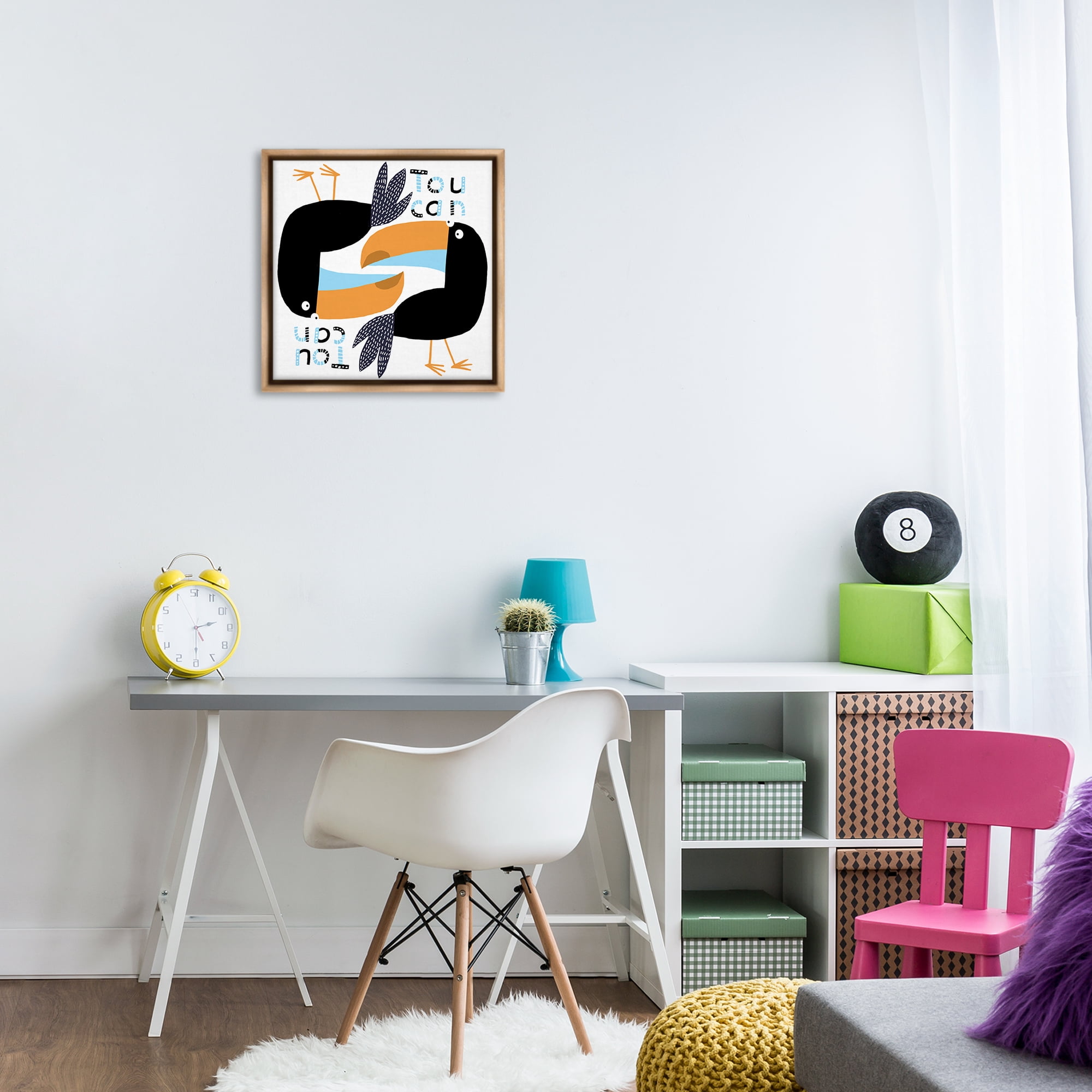 Stupell Industries Tropical Toucan Birds Animals Painting Brown Floater Framed Canvas Art Print Wall Art, 18 x 18