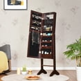 thumbnail image 4 of Costway Mirrored Jewelry Cabinet Organizer w/18 LED lights Brown, 4 of 10