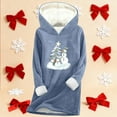 thumbnail image 4 of qelini Christmas Fleece Hoodies for Women Snowman Print Hooded Pullover Long Sleeve Tops Thermal Warm Clothes, 4 of 6