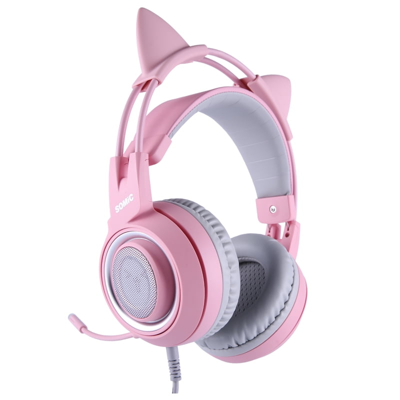 Pink Cute Headphones Virtual 7.1 Noise Cancelling Wired Gaming