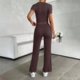 thumbnail image 6 of LEKWK Workout Sets for Women 2 Piece Short Sleeve Crewneck Crop Tops and Tummy Control Straight Leg Pants Summer Yoga Gym Athletic Running Casual Outfits, 6 of 6