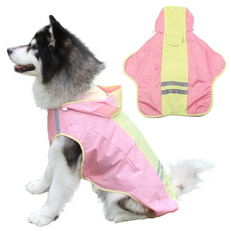 ORMARKET_Pet Pet Raincoat Reflective Strips for Medium and Large Dogs Lightweight and Breathable Cloak for Outdoor Use for Rainy Weather(Pink L)