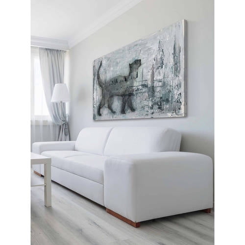 cat prance painting print on wrapped canvas