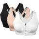 thumbnail image 1 of 3 Pack Women's Sports Bra Zip Front Non Wired Comfy Post Surgery Bra With Removable Pads, Plus Size Bra S-4XL, 1 of 5