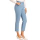 thumbnail image 4 of Pantalones de trabajo de mujer Inspire Chic de cintura alta con elástico en la parte posterior, largo hasta el tobillo, talla XL, azul claro sólido, 4 of 5