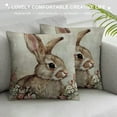 thumbnail image 3 of PHYHOO Easter Oil Painting Style Linen Pillow Covers Vintage Rabbit Bunny with Flower Wreath Spring Decor Square Throw Pillow Case Cushion Cover for Sofa (Elegant Bunny) White, 3 of 5