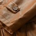 thumbnail image 4 of Men Mid-length Solid Artificial Leather Stand Collar Slim Jacket Coats, 4 of 5