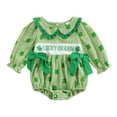 thumbnail image 4 of Staki Newborn Baby Boy Girl St. Patrick's Day Outfit Clover Sweatshirt Romper Oversized Long Sleeve Romper Top Newborn Baby Girl Clothes St Patricks Day(Green,12M), 4 of 8