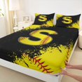 thumbnail image 3 of Manfei Boys Girls Letter Monogrammed S 4pcs Bed Sheets,Sport Baseball King Sheets,Graffiti Splash Super Cozy Sheet Set,Ultra Soft Home Decor, 3 of 7