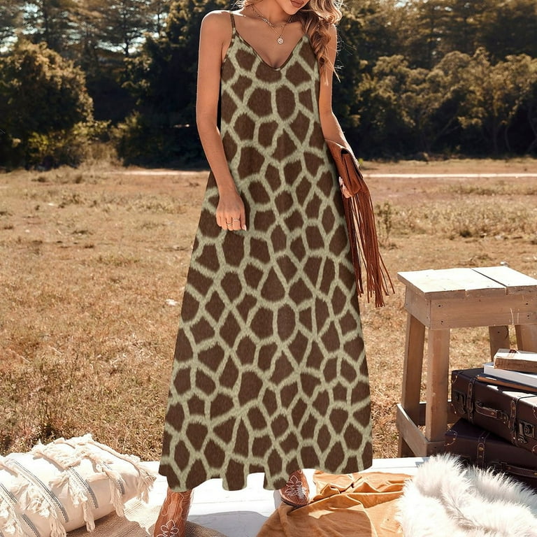 Giraffe Print Sleeveless Dress evening dresses luxury 2024 summer dress womens 2024 Long dress evening ladies Walmart