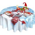 thumbnail image 1 of Christmas Tablecloth Winter Snowman Snowflake Tablecloth Washable Reusable Blue Xmas Tablecloth Round 60 Inch for Home Party Dinner Kitchen Dining Table Decor, 1 of 6
