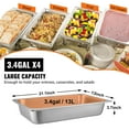 thumbnail image 2 of KFFKFF Set of 4 Steam Table Pans, Dimensions 20.9 x 12.8 x 3.9 Inch, Full Size 13L Deep Food Holder, Stainless Steel Oven Dish, Hotel Pans, Anti-Jam Steam Table Food Tray, 2 of 8
