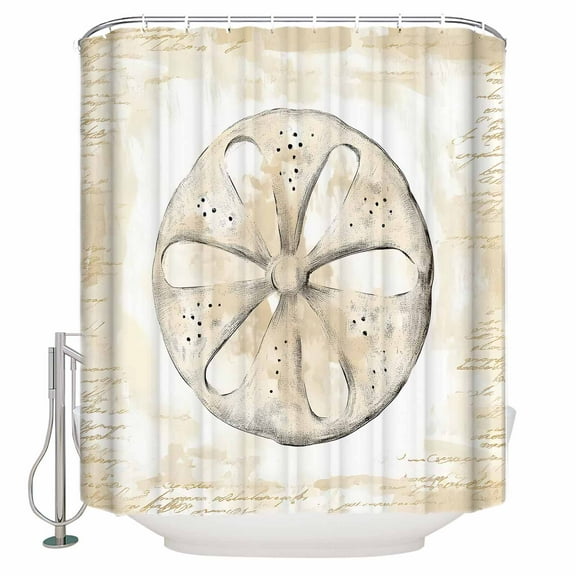 Extra Long Shower Curtain 72x96 Inch, Sand Dollar Coastal Shower Curtain Waterproof Bathroom Decor Summer Beach Beige Ocean Fabric Bath Curtain Set Accessories with Hooks