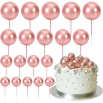 NOGIS 20 Pcs Ball Cake Topper Decorations Mini Balloons Cake Topper Sticks Red Balls Cake Picks Cake Topper Balls Cake Decorations for Wedding Birthday Cake Decorations (Rose Gold)
