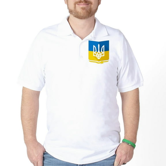 CafePress - Bendera Ukraina Golf Shirt - Golf Shirt, Pique Knit Golf Polo
