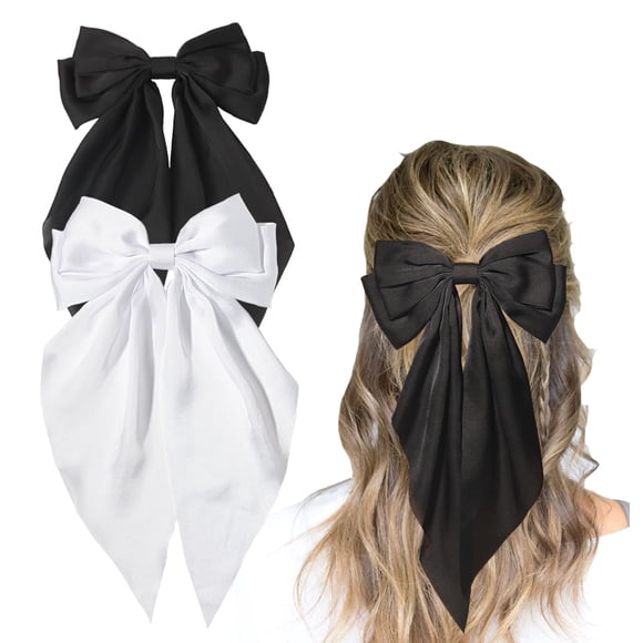 Pompones enrollables Pinzas para el cabello Lazo para el cabello negro Lazo para el cabello blanco Lazo para el cabello de satén grande Pasador Clips de cocodrilo Accesorios para el cabello de cola la