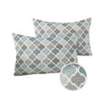 thumbnail image 2 of Moroccan Geometric Quatrefoil Plaid Outdoor Pillow Covers Waterproof Throw Pillow Cover 20x12 Set of 2,Decorative Pillowcases Cushion Case for Patio Sofa Couch,Blue Grey Tile Lattice on Linen, 2 of 7