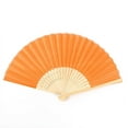 thumbnail image 5 of Balsa Circle 5 Orange Silk Folding Hand Fans Wedding Favor Birthday Party Events, 5 of 8