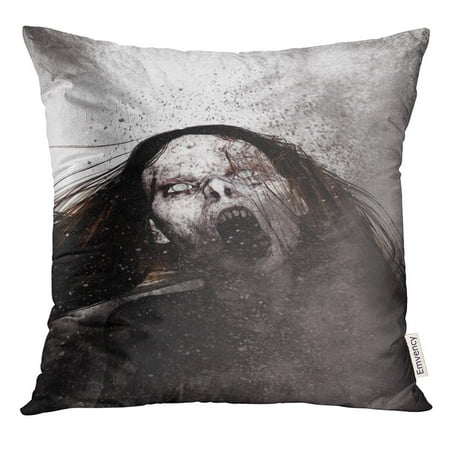 STOAG Demon 3D of Close Up Scary Ghost Woman Horror Mixed Media Face Spooky Throw Pillowcase Cushion Case Cover 16x16 inch