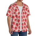 thumbnail image 2 of Rateoe Strawberry And Flowers Pattern Men's Short Sleeve Classic Shirt, Casual Short-Sleeved Shirt, Lightweight Summer Shirt, Cuban Collar Shirt,Button-Front Shirt-4X-Large, 2 of 5