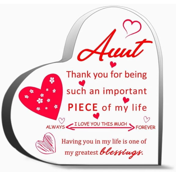 Aunt Gifts From Niece Nephew Best Aunt Ever Gifts Thank You Gifts For Aunt Birthday Christmas Gifts Thank You Gifts For Women Men, Decoration Heart Shape Acrylic Sign Gift