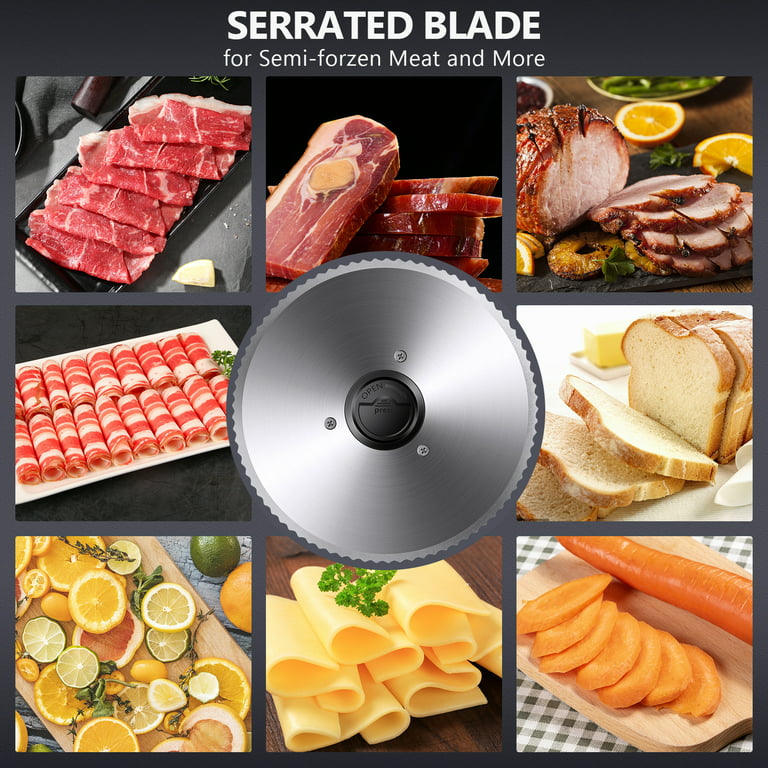 Meat Slicer, 120W Electric Deli Food Slicer 0-18mm Adjustable Slice  Thickness Collapsible Slicer Machine with 6.7 Removable Stainless Steel