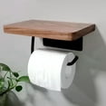thumbnail image 6 of Littleduckling Toilet Paper Holder with Natural Walnut Wooden Shelf Tissue Roll Hanger Wall Mounted Paper Towel Bar 304 Stainless Steel Paper Towel Rack with Self Adhesive and Screw for Bathroom, 6 of 10