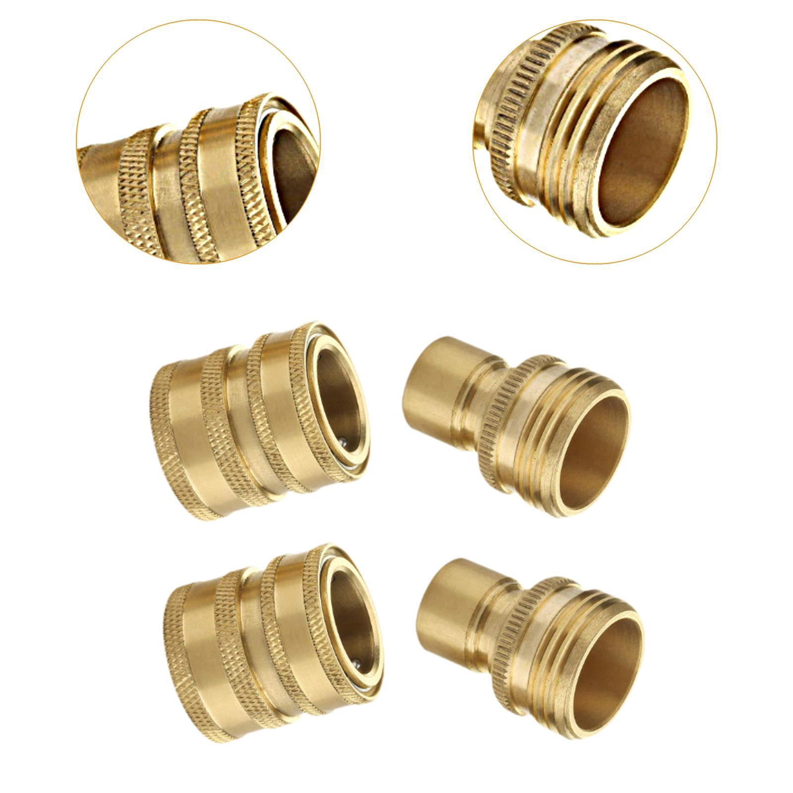 Zxpjkyu 4 Pieces Garden Hose Quick Connect Water Hose Fitting 3/4 inch Repair Parts High Brass